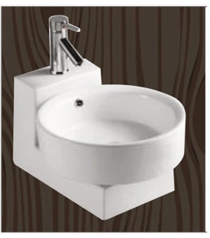 مغسلة معلق  اوتس مدور صيني أبيض 51.5 × 40.5 × 32 سم # 446